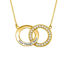 Cargar imagen en el visor de la galería, Collar de Colgantes Redondos Entrelazados de Piedras de Nacimiento para Mujer X0079 Grabado Personalizado con Texto Nombre de Plata 925 / Cobre