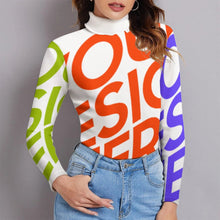 Cargar imagen en el visor de la galería, Suéter Jersey ligero elástico de cuello alto para mujer MY08 Personalizado con Impresión Completa de múltiples imágenes con Foto Logo Patrón Texto