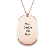 Cargar imagen en el visor de la galería, Collar con placa de identificación de cadena longitud ajustable de plata de ley 925 con chapado en oro rosa de 18 quilates para mujer hombre X0042 Personalizado con texto nombre