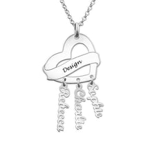 Cargar imagen en el visor de la galería, Collar con colgante corazón personalizado X0036 con texto nombre Longitud Ajustable en plata de ley 925 chapado de oro rosa de 18K