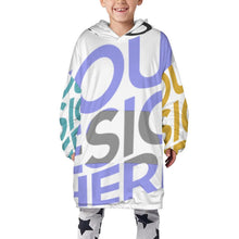 Cargar imagen en el visor de la galería, Sudadera Manta Larga Gruesa Infantil con Capucha Bolsillo Grande con Forro Polar para Niño Chico Adolescentes B412 Personalizada con Impresión Completa de Múltiples Imágenes con Foto Logo Patrón Texto