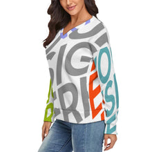 Cargar imagen en el visor de la galería, Jersey Suéter Suave con Estampado Cuello en V para Mujer MY02 Personalizado con Impresión Completa de múltiples imágenes con Foto Logo Patrón Texto