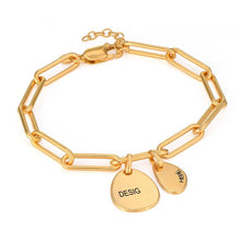 Cargar imagen en el visor de la galería, Pulsera de plata de ley 925 longitud ajustable con clip chapado de oro rosa de 18 quilates para mujer S0001 Personalizada con texto nombre