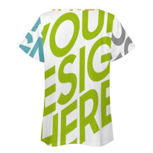 Cargar imagen en el visor de la galería, Camiseta manga corta escote ancho irregular de moda para mujer BBT Personalizada con Impresión Completa de múltiples imágenes con Foto Logo Patrón Texto