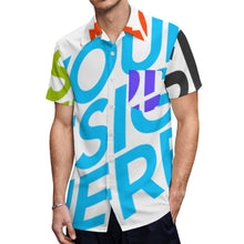 Cargar imagen en el visor de la galería, Camisa casual manga corta con bolsillo para hombre NS Personalizada con Impresión Completa de múltiples imágenes con Foto Logo Patrón Texto