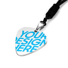 Cargar imagen en el visor de la galería, Collar de acero negro de púa de guitarra para mujer hombre SS1401018 personalizado con texto nombre