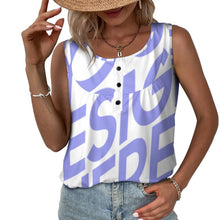 Cargar imagen en el visor de la galería, Camiseta sin mangas con botones para mujer BCT Personalizada con Impresión Completa de una imagen con Foto Logo Patrón Texto