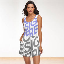 Cargar imagen en el visor de la galería, Mono Jumpsuit Corto Holgado Moderno de Verano Ropa de casa para mujer QZ6055 Personalizado con Impresión Completa de múltiples imágenes con Foto Logo Patrón Texto