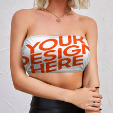 Cargar imagen en el visor de la galería, Bandeau / Top Crop Sin tirantes de Moda para mujer NZ065 Personalizado con Impresión Completa de múltiples imágenes con Foto Logo Patrón Texto