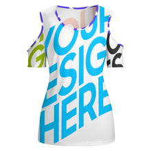 Cargar imagen en el visor de la galería, Camiseta Hombros Descubiertos Sexy Manga Corta Cuello Redondo para mujer ACT Personalizada con Impresión Completa de múltiples imágenes con Foto Logo Patrón Texto
