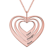 Cargar imagen en el visor de la galería, Collar en Plata 925 / Cobre con Tres Corazones para Mujer X0085 Grabado Personalizado con Texto Nombre