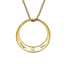 Cargar imagen en el visor de la galería, Collar de Anillo con Diamante X0015 Grabado Personalizado con Texto Nombre en Plata de Ley 925 / Cobre