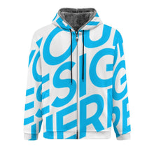 Cargar imagen en el visor de la galería, Chaqueta con capucha de felpa de doble capa para hombre, chaqueta con capucha y cremallera frontal personalizado con patrón foto texto (impresión de imagen única)