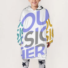 Cargar imagen en el visor de la galería, Sudadera Manta Larga Gruesa Infantil con Capucha Bolsillo Grande con Forro Polar para Niño Chico Adolescentes B412 Personalizada con Impresión Completa de Múltiples Imágenes con Foto Logo Patrón Texto