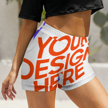 Cargar imagen en el visor de la galería, Shorts deportivos Pantalones cortos casuales elásticos para mujer DP Personalizados con Impresión Completa de múltiples imágenes con Foto Logo Patrón Texto