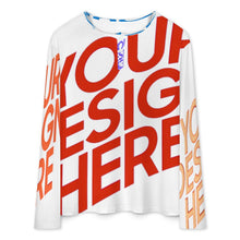 Cargar imagen en el visor de la galería, Camisa Henry para hombre A37L cuello redondo manga larga tapeta con botones personalizado con patrón foto texto (impresión de imágenes múltiples)