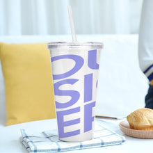 Cargar imagen en el visor de la galería, Copa de paja de plástico de doble capa con tapa y pijita JJ0520062 Personalizada con Foto Logo Patrón Texto