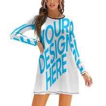 Cargar imagen en el visor de la galería, Vestido Estampado con Impresión Completa Cuello Redondo de Manga Larga para mujer NZ015 Personalizado de una imagen con Foto Logo Patrón Texto