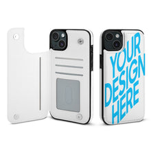 Cargar imagen en el visor de la galería, Funda protectora de cuero TPU para iPhone 15 Plus Pro Max con ranura para tarjeta Función atril Funda plegable personalizado con patrón foto texto