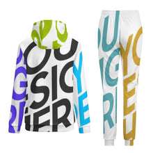 Cargar imagen en el visor de la galería, Conjunto de sudadera con capucha casual para mujer 4T03 Personalizado con Impresión Completa de múltiples imágenes con Foto Logo Patrón Texto