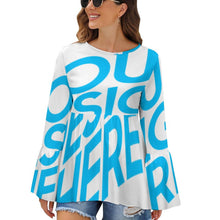 Cargar imagen en el visor de la galería, Blusa / Camiseta con volantes dobladillo irregular cuello redondo manga larga PL Personalizada con Impresión Completa de una imagen con Foto Logo Patrón Texto