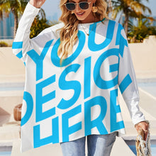 Cargar imagen en el visor de la galería, Camiseta manga larga con dobladillo irregular casual de moda para mujer XL Personalizada con Impresión Completa de una imagen con Foto Logo Patrón Texto