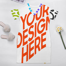 Cargar imagen en el visor de la galería, Vestido suelto con cuello en V bolsillo de moda para mujer LQ Personalizada con Impresión Completa de múltiples imágenes con Foto Logo Patrón Texto