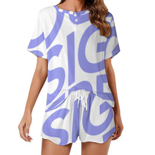 Cargar imagen en el visor de la galería, Conjunto Traje casual de pijama de dos piezas ropa de casa de manga corta Top Pantalones cortos para mujer UTZ Personalizado con Impresión Completa de una imagen con Foto Logo Patrón Texto