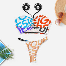 Cargar imagen en el visor de la galería, 2024 mujer conjunto de bikini sexy traje de baño de 2 piezas con correas decorativas personalizado con fotos patrón logo texto