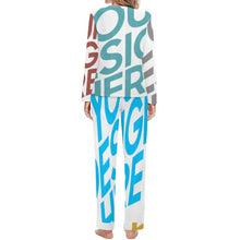 Cargar imagen en el visor de la galería, Pijama Conjunto Casual y Pantalones Largos de Otoño Invierno Suaves para Mujer BTZ Personalizado Impresion Completa de Múltiples Imágenes con Foto Logo Patrón Texto
