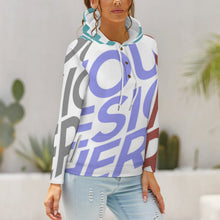 Cargar imagen en el visor de la galería, Sudadera Deportiva con Estampado Botones Capucha para mujer QH Personalizada con impresión completa de múltiples imágenes con Foto Logo Patrón Texto