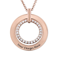 Cargar imagen en el visor de la galería, Collar Personalizado Redondo de Circonia Cúbica de Plata de Ley 925 / Cobre para Mujer X0080 Grabado con Texto Nombre
