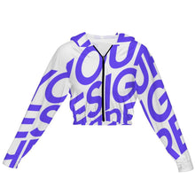 Cargar imagen en el visor de la galería, Sudadera con capucha corta y delgada con cremallera ZRF para mujer personalizado con patrón foto texto (impresión de imagen única)