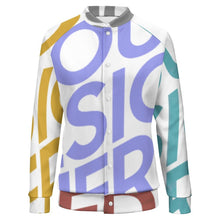 Cargar imagen en el visor de la galería, Chaqueta de Deporte Casual Uniforme de Béisbol Holgado para Mujer NZ2205053 Personalizada con impresión completa de múltiples imágenes con Foto Logo Patrón Texto