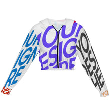 Cargar imagen en el visor de la galería, Sudadera con capucha clásica recortada con cremallera para mujer ZRF personalizado con patrón foto texto (impresión de imágenes múltiples)