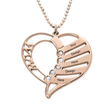 Cargar imagen en el visor de la galería, Collar de Corazon con Piedra de Nacimiento de Plata de Ley 925 X0021 Grabado Personalizado con Texto Nombre