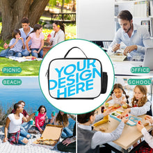 Cargar imagen en el visor de la galería, Bolsa de almuerzo desmontable bolsa aislante lonchera reutilizable a prueba de fugas contenedor de almuerzo personalizado con patrón foto texto