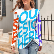 Cargar imagen en el visor de la galería, Camiseta túnica manga larga dobladillo irregular de moda para mujer HL Personalizada con Impresión Completa de múltiples imágenes con Foto Logo Patrón Texto