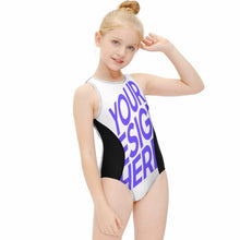 Cargar imagen en el visor de la galería, Traje de baño de una pieza para niña NT032 personalizado con patrón foto texto (impresión de imágenes múltiples)
