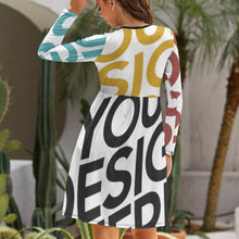 Cargar imagen en el visor de la galería, Vestido suelto con cuello redondo bolsillos para mujer NZ036 Personalizado con Impresión Completa de múltiples imágenes con Foto Logo Patrón Texto