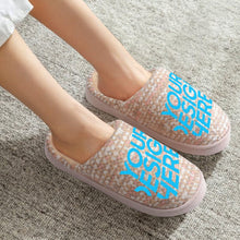 Cargar imagen en el visor de la galería, Zapatillas para Hogar de Algodón para Mujer con Diseño Personalizado Personalizada de Tus Nombres o Imágenes