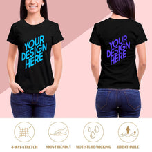 Cargar imagen en el visor de la galería, Camiseta de manga corta boutique de alta 100% algodón para mujer NZ2205112 Personalizada con Impresión Frontal Trasera de dos imágenes con Foto Logo Patrón Texto