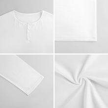 Cargar imagen en el visor de la galería, Camisa Henley para hombre A37L camisa de manga larga con cuello redondo y tapeta con botones personalizado con patrón foto texto (impresión de imagen única)