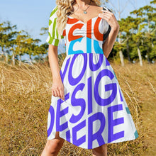 Cargar imagen en el visor de la galería, Vestido manga farol cuello redondo ancho dulce mono para mujer B271 Personalizado con Impresión Completa de múltiples imágenes con Foto Logo Patrón Texto