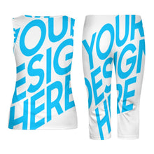 Cargar imagen en el visor de la galería, Camiseta sin manga pantalones cortos Traje / Conjunto ajustado de dos piezas para mujer PTZ Personalizada con Impresión Completa de una imagen con Foto Logo Patrón Texto