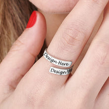 Cargar imagen en el visor de la galería, Anillo Abierto en Cobre Chapado en Oro / Oro Rosa J0017 Grabado Personalizado con Texto Nombre Letras
