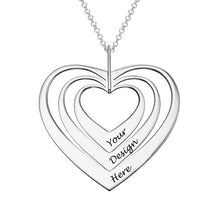Cargar imagen en el visor de la galería, Collar en Plata 925 / Cobre con Tres Corazones para Mujer X0085 Grabado Personalizado con Texto Nombre