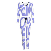 Cargar imagen en el visor de la galería, Traje de Sudadera deportiva ajustada cuello en V Camiseta manga larga para mujer NZ153 Personalizado con Impresión Completa de una imagen con Foto Logo Patrón Texto