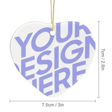 Cargar imagen en el visor de la galería, Adornos Decoraciones de Navidad de Corazón / Adornos Navideños Personalizados con Foto Logo Patrón Texto (Impresión Completa de Una Imagen)