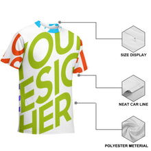 Cargar imagen en el visor de la galería, Camiseta de manga corta con estampado completo para niños y niñas personalizado con patrón foto texto (impresión de imágenes múltiples)